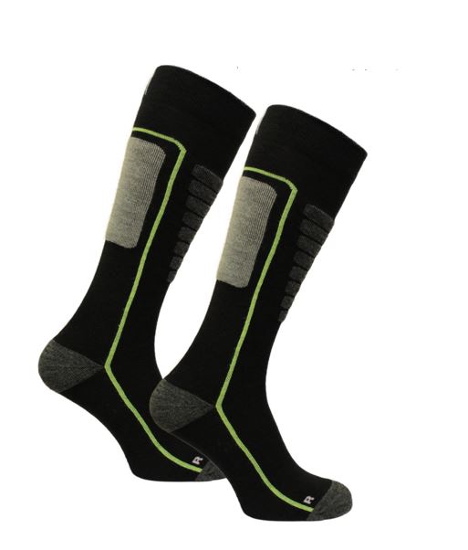 Courchevel Merinos Yünü Hafif Kayak Çorabı Siyah