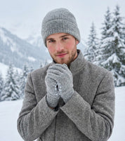 DAPHNE Alpaka Yün Bere ve Eldiven Seti (Gri)