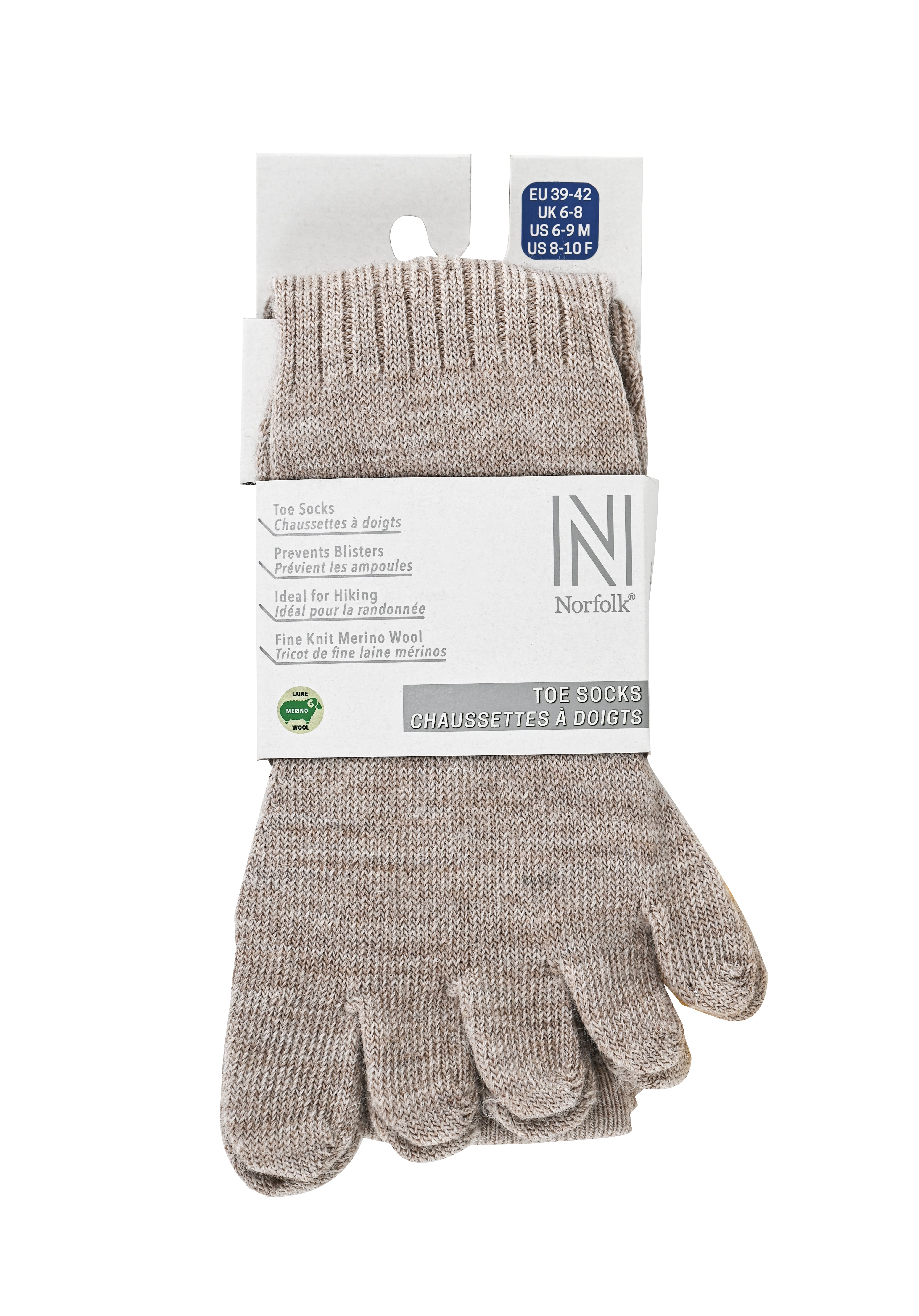 BRUGES Merino Yünlü Mantar ve Koku Önler Parmaklı Çorap 1 Çift Paket Krem