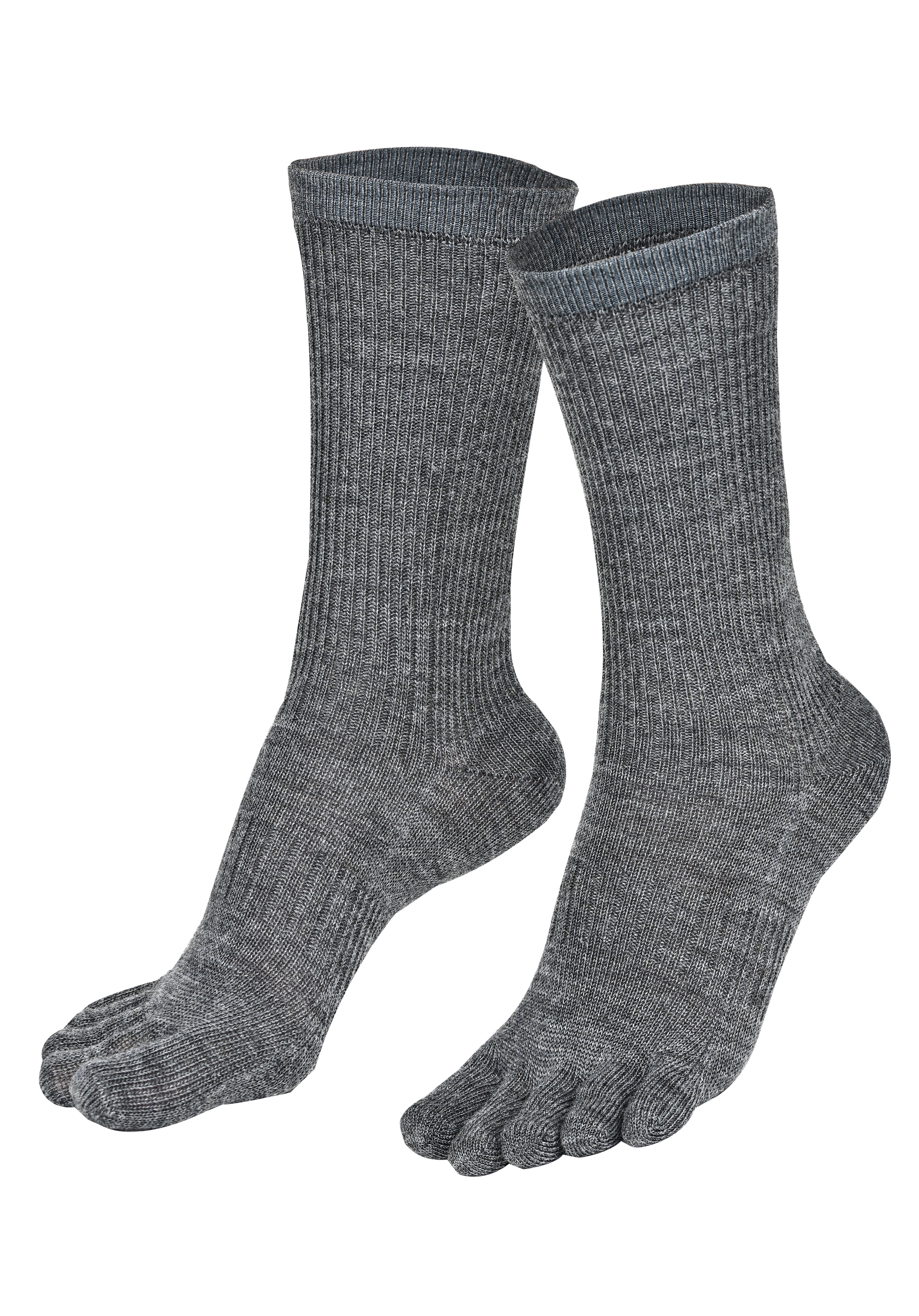 BRUGES Merino Yünlü Mantar ve Koku Önler Parmaklı Çorap 1 Çift Paket Gri