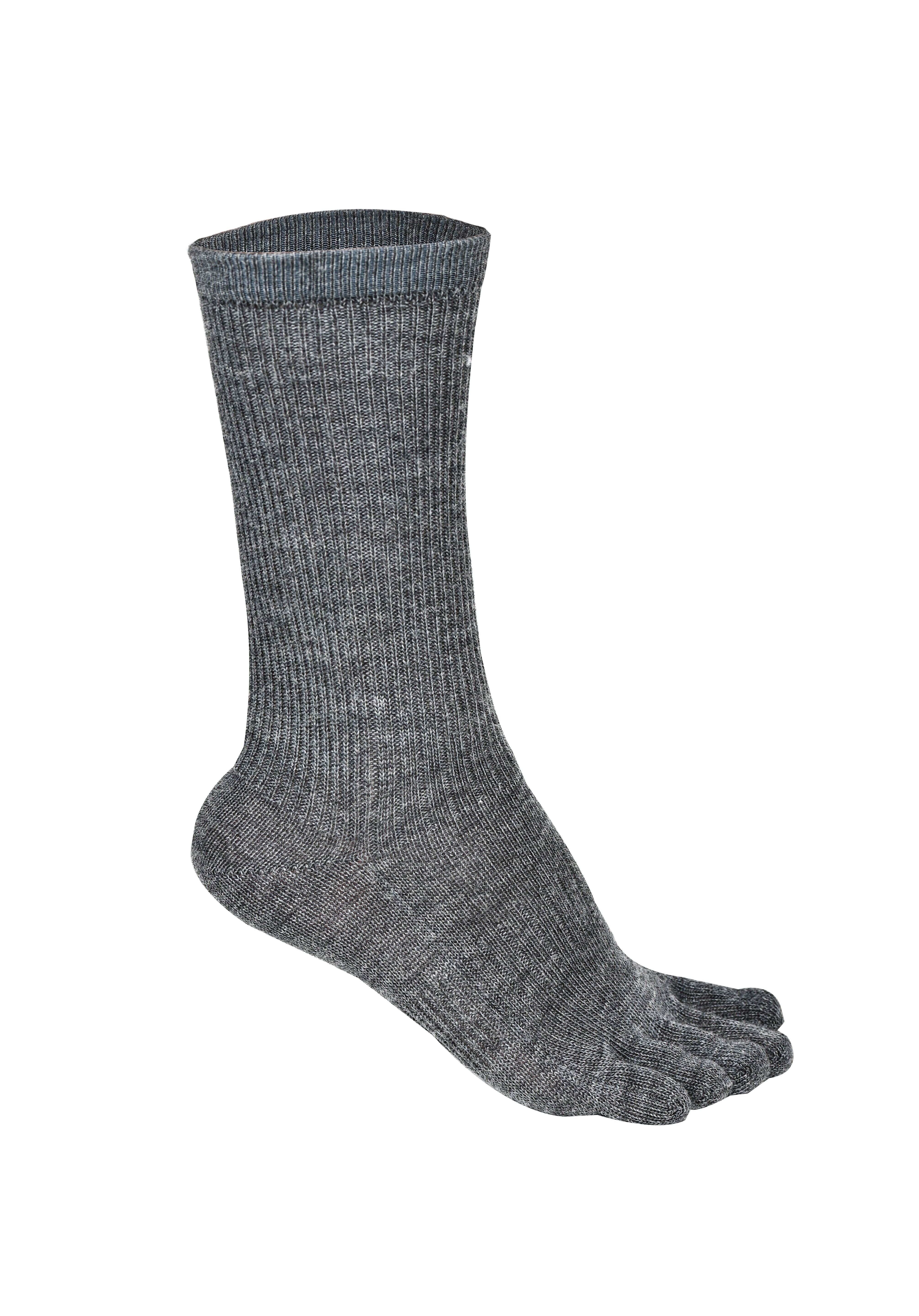 BRUGES Merino Yünlü Mantar ve Koku Önler Parmaklı Çorap 1 Çift Paket Gri