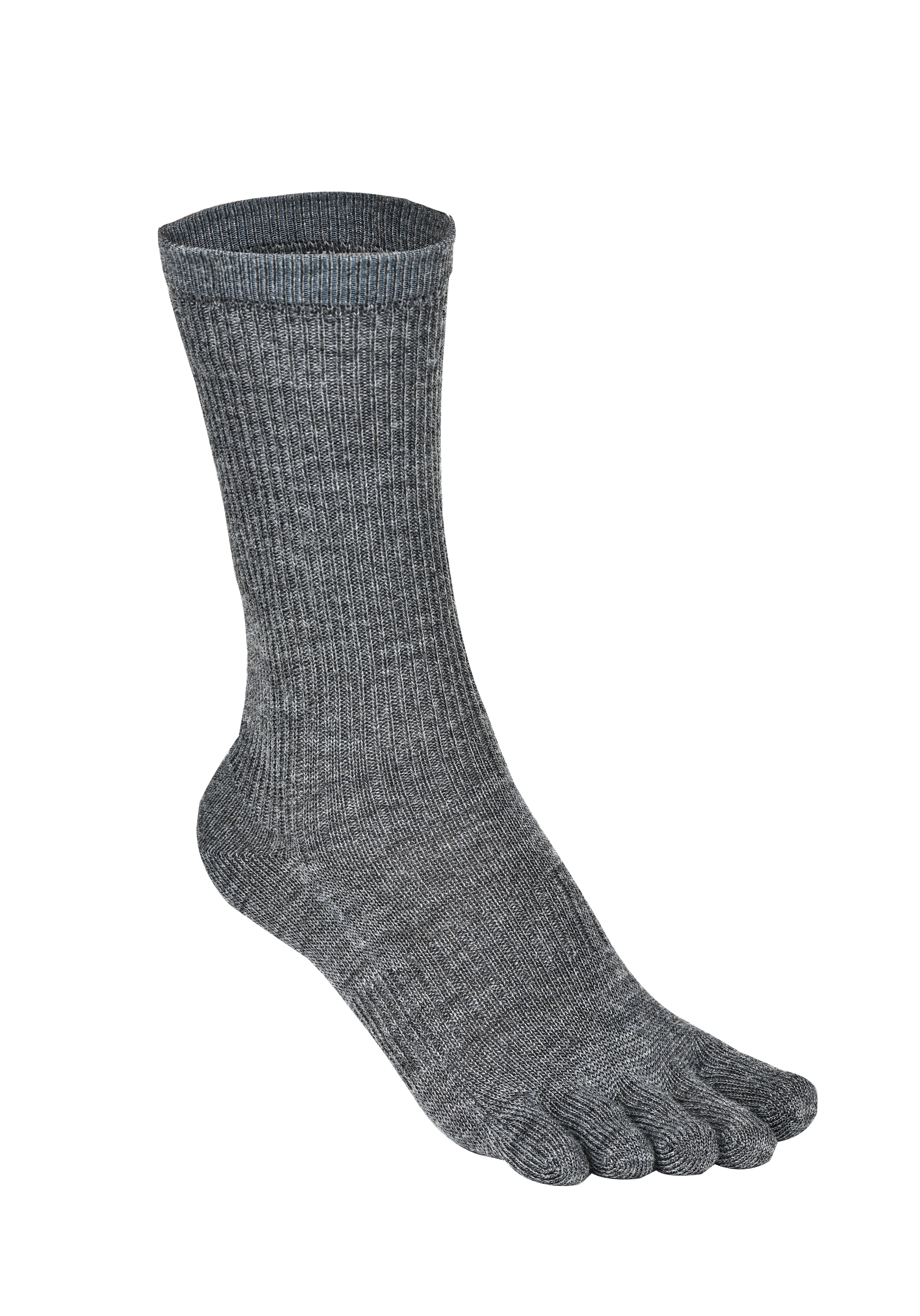 BRUGES Merino Yünlü Mantar ve Koku Önler Parmaklı Çorap 1 Çift Paket Gri