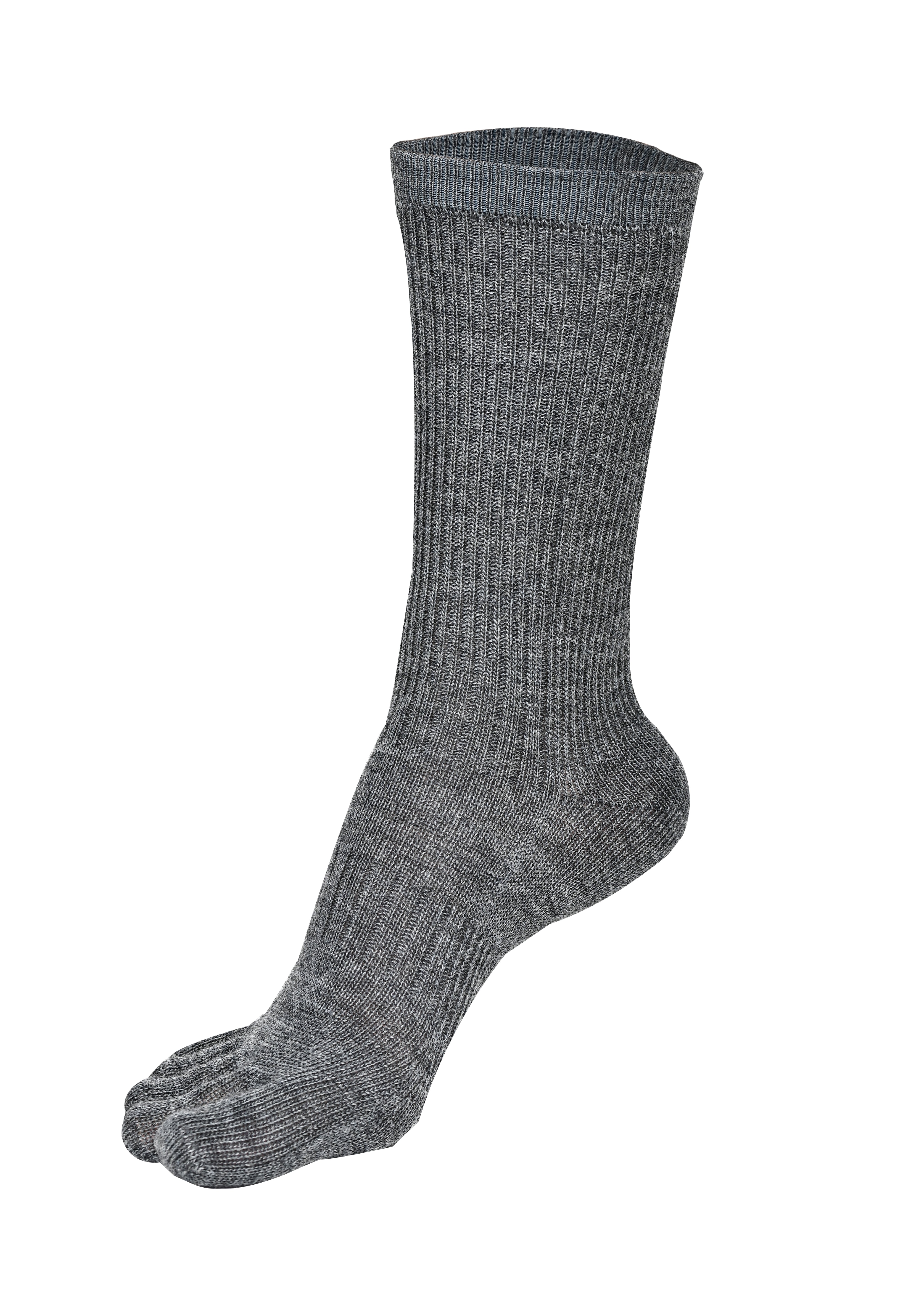 BRUGES Merino Yünlü Mantar ve Koku Önler Parmaklı Çorap 1 Çift Paket Gri