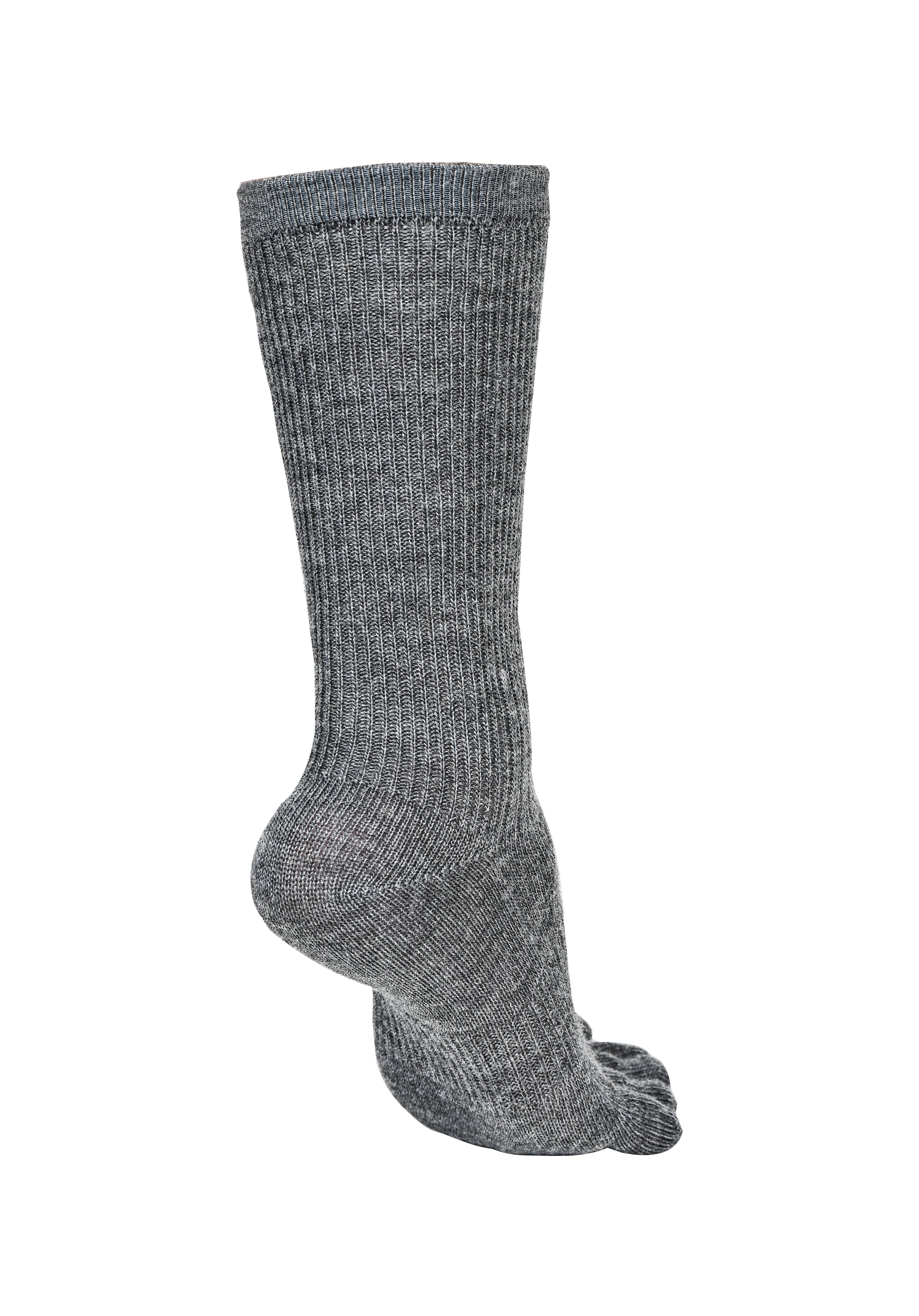 BRUGES Merino Yünlü Mantar ve Koku Önler Parmaklı Çorap 1 Çift Paket Gri