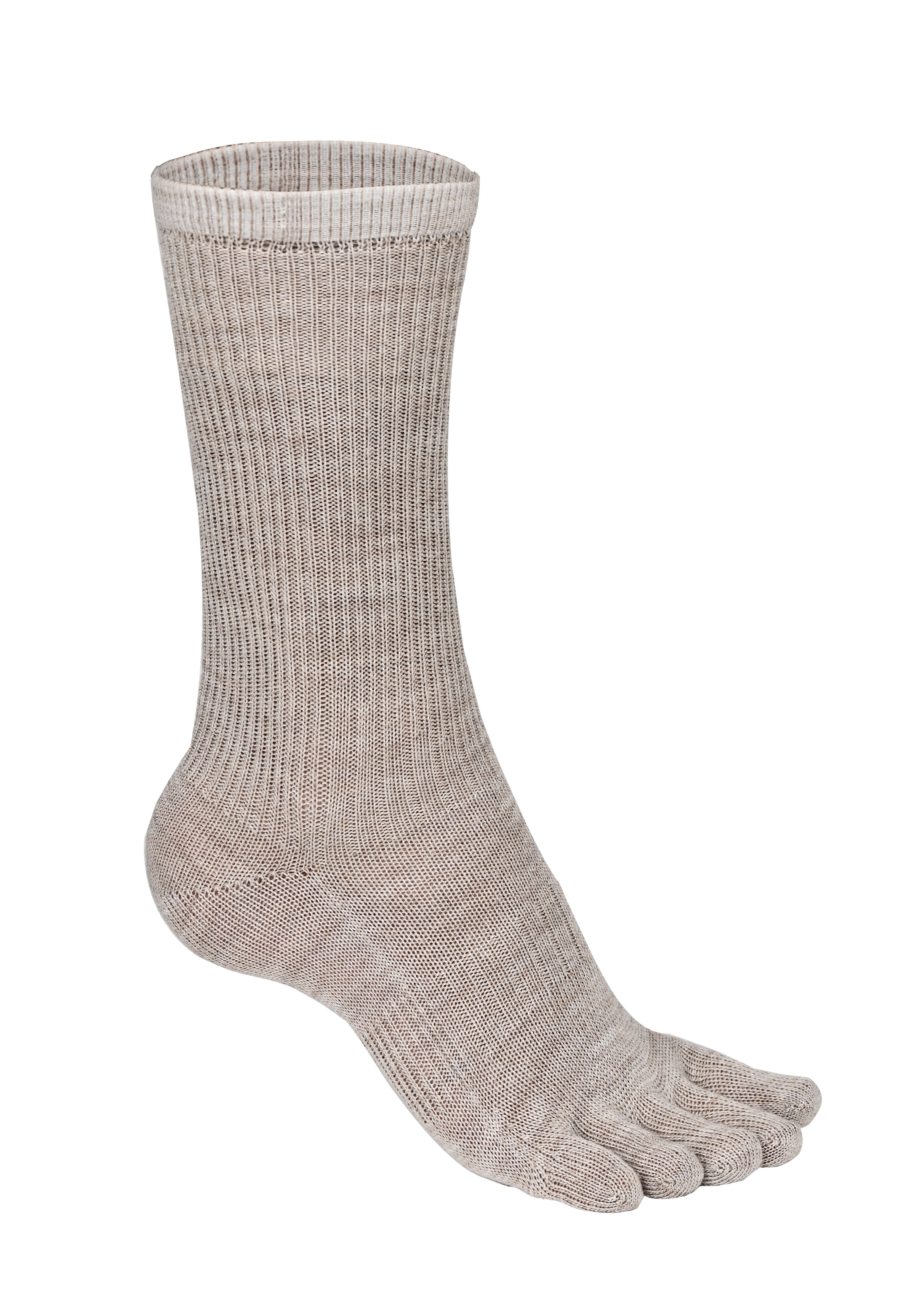 BRUGES Merino Yünlü Mantar ve Koku Önler Parmaklı Çorap 1 Çift Paket Krem