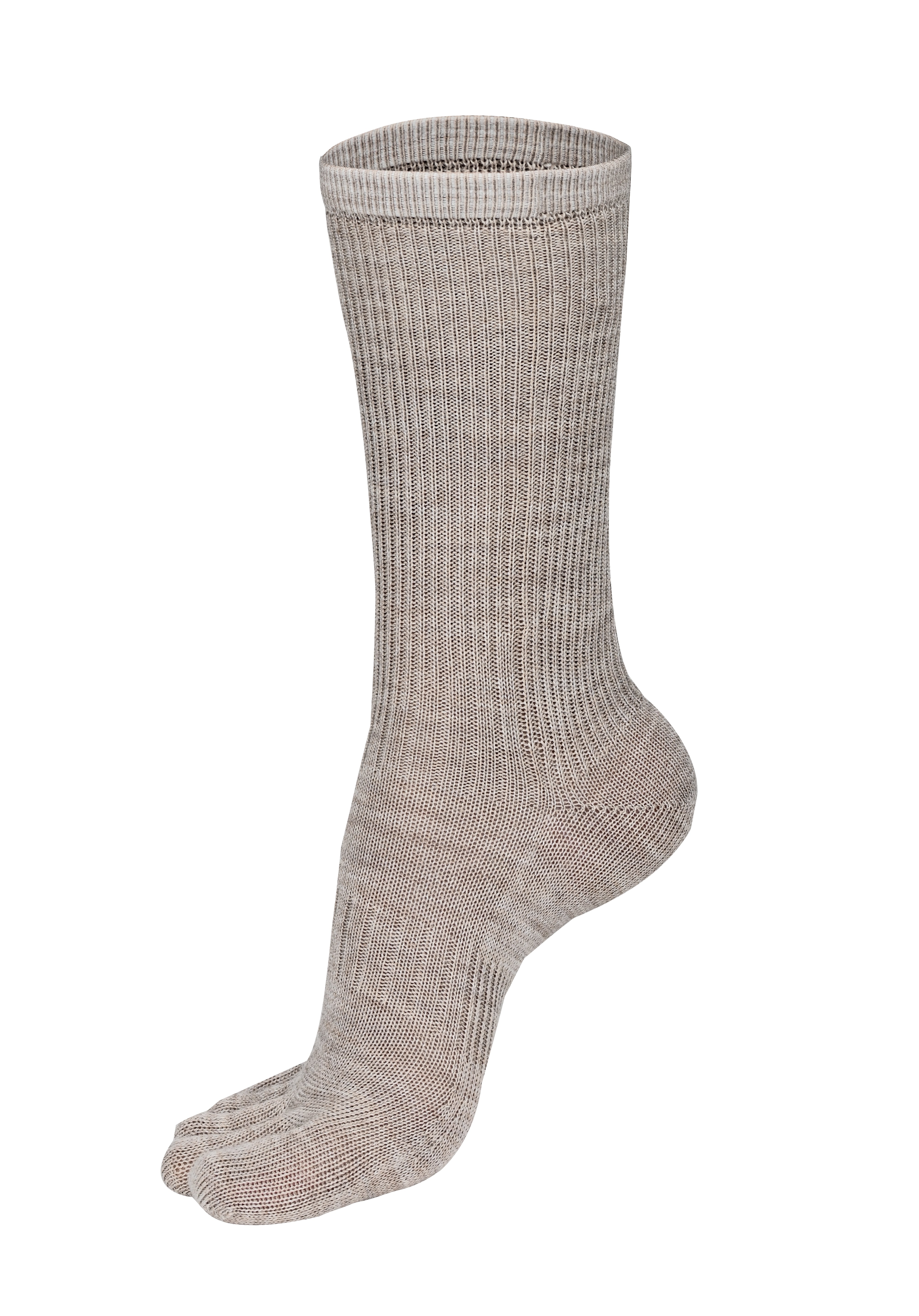 BRUGES Merino Yünlü Mantar ve Koku Önler Parmaklı Çorap 1 Çift Paket Krem