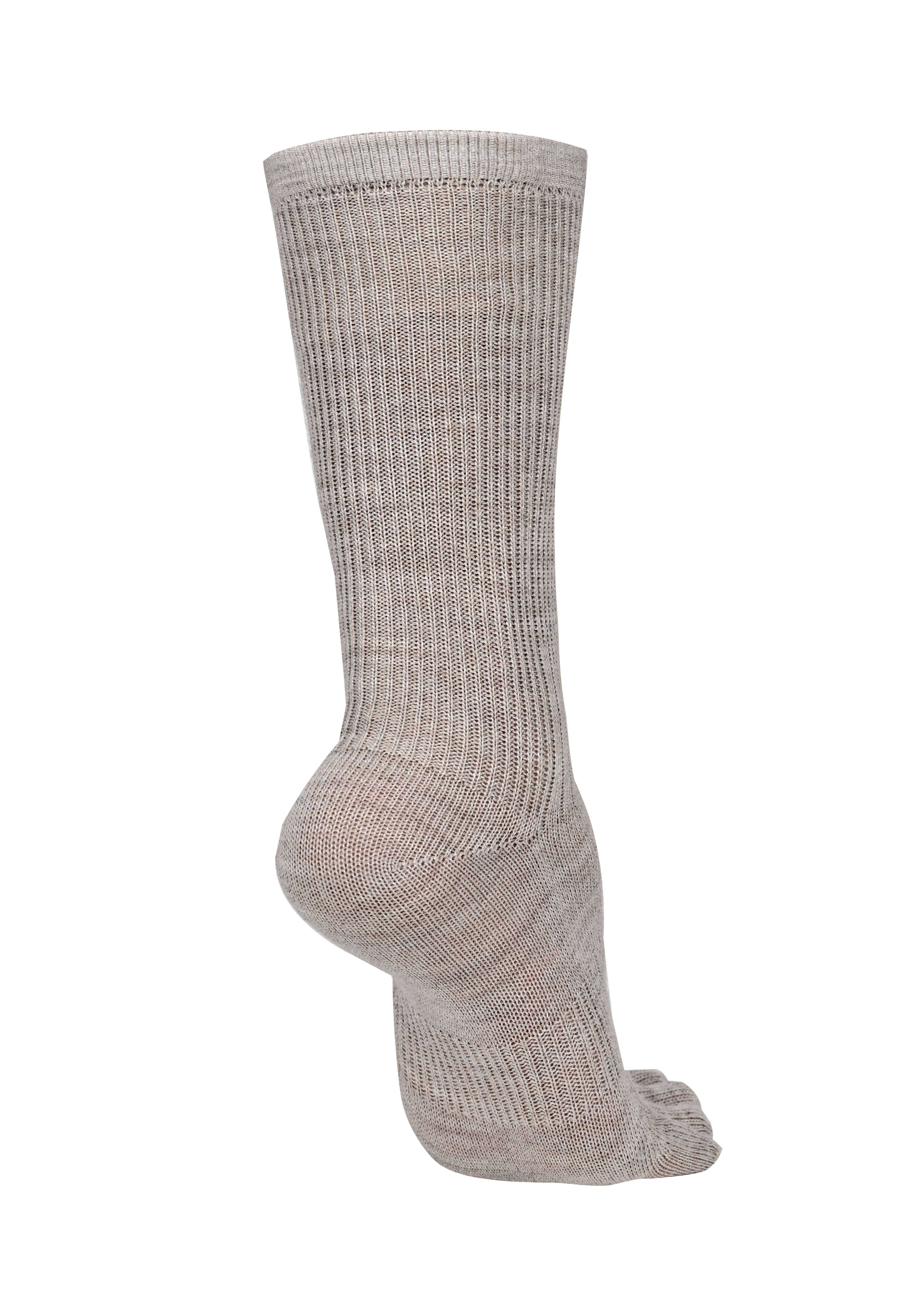 BRUGES Merino Yünlü Mantar ve Koku Önler Parmaklı Çorap 1 Çift Paket Krem