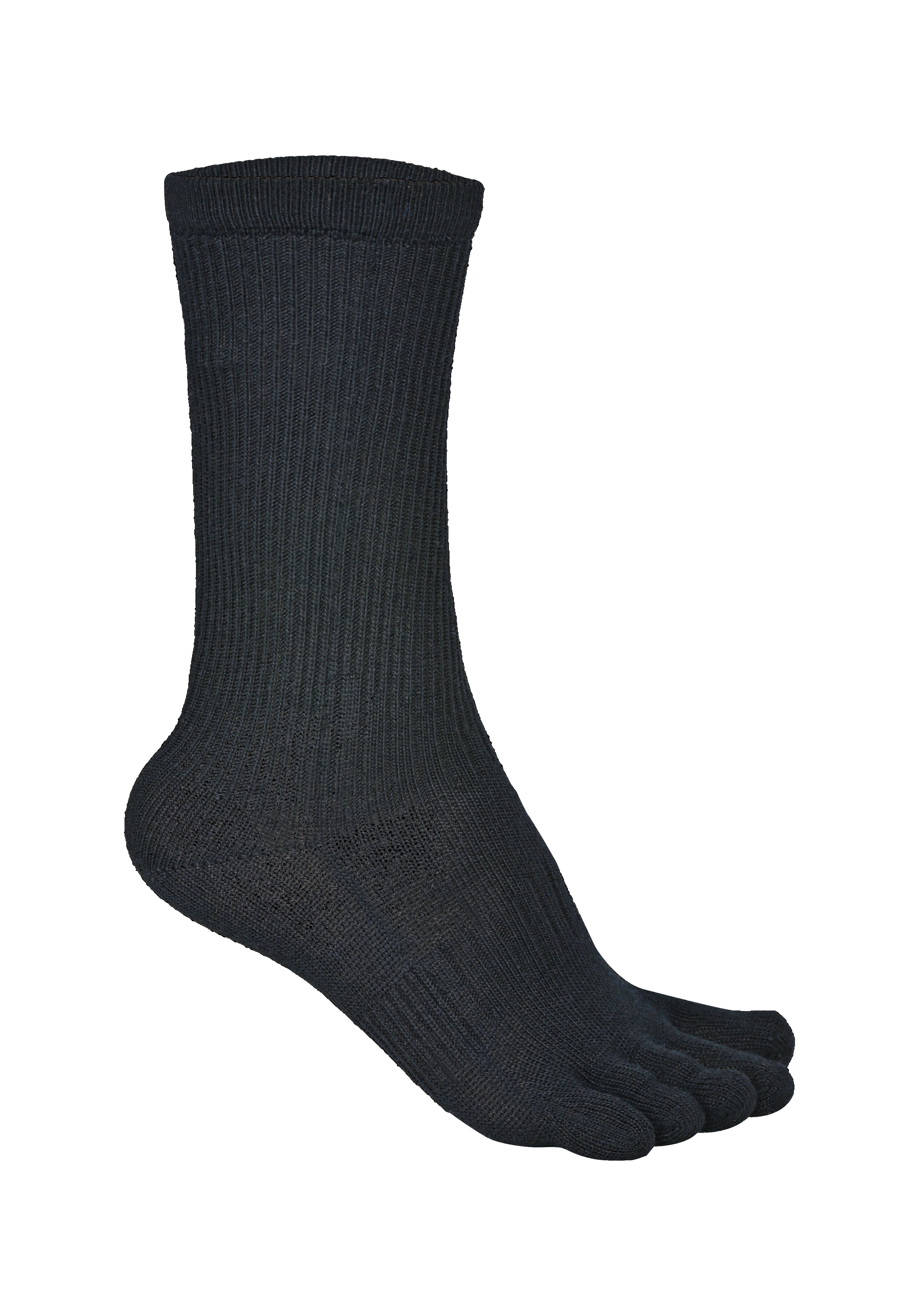 BRUGES Merino Yünlü Mantar ve Koku Önler Parmaklı Çorap 1 Çift Paket Siyah