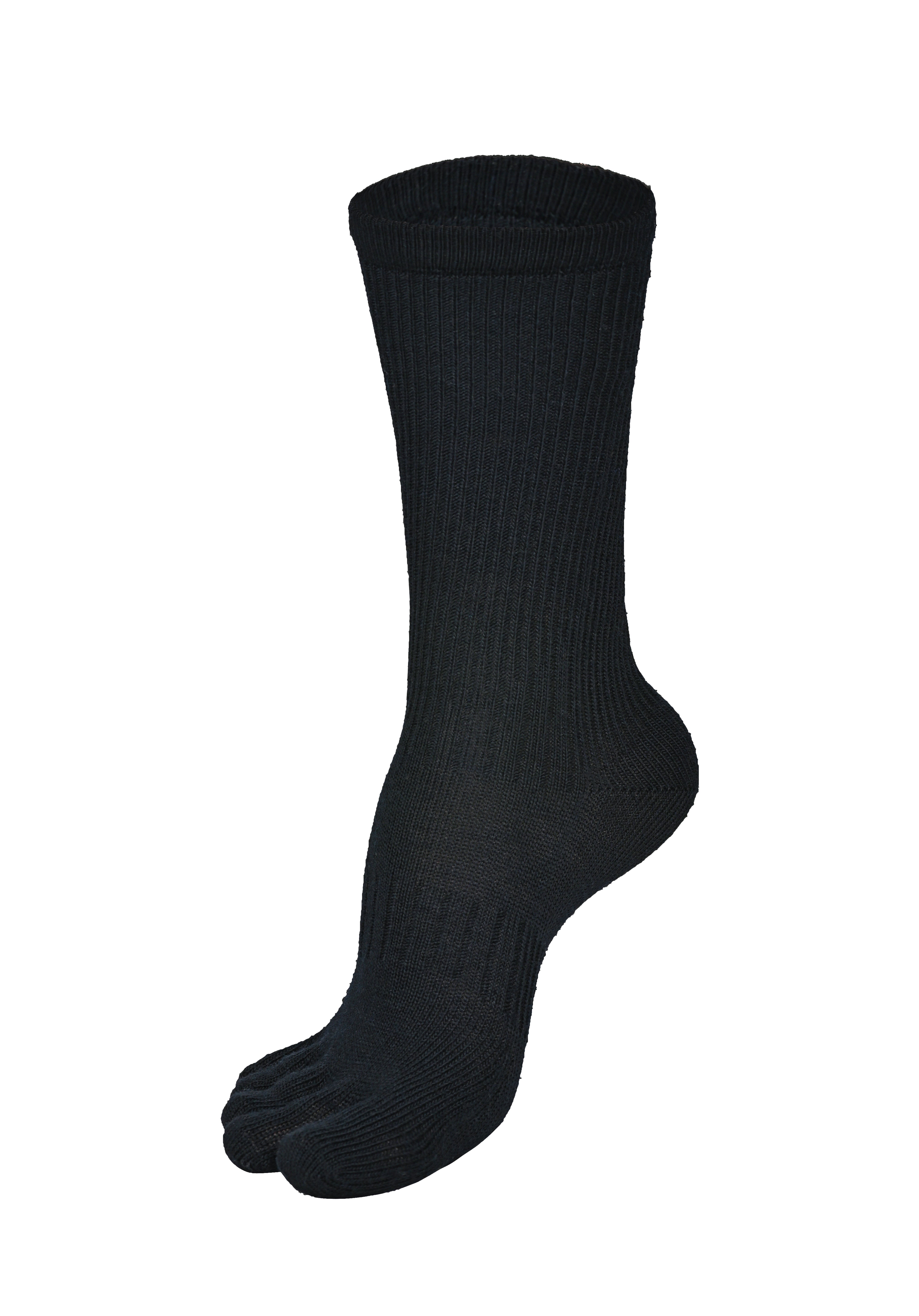 BRUGES Merino Yünlü Mantar ve Koku Önler Parmaklı Çorap 1 Çift Paket Siyah