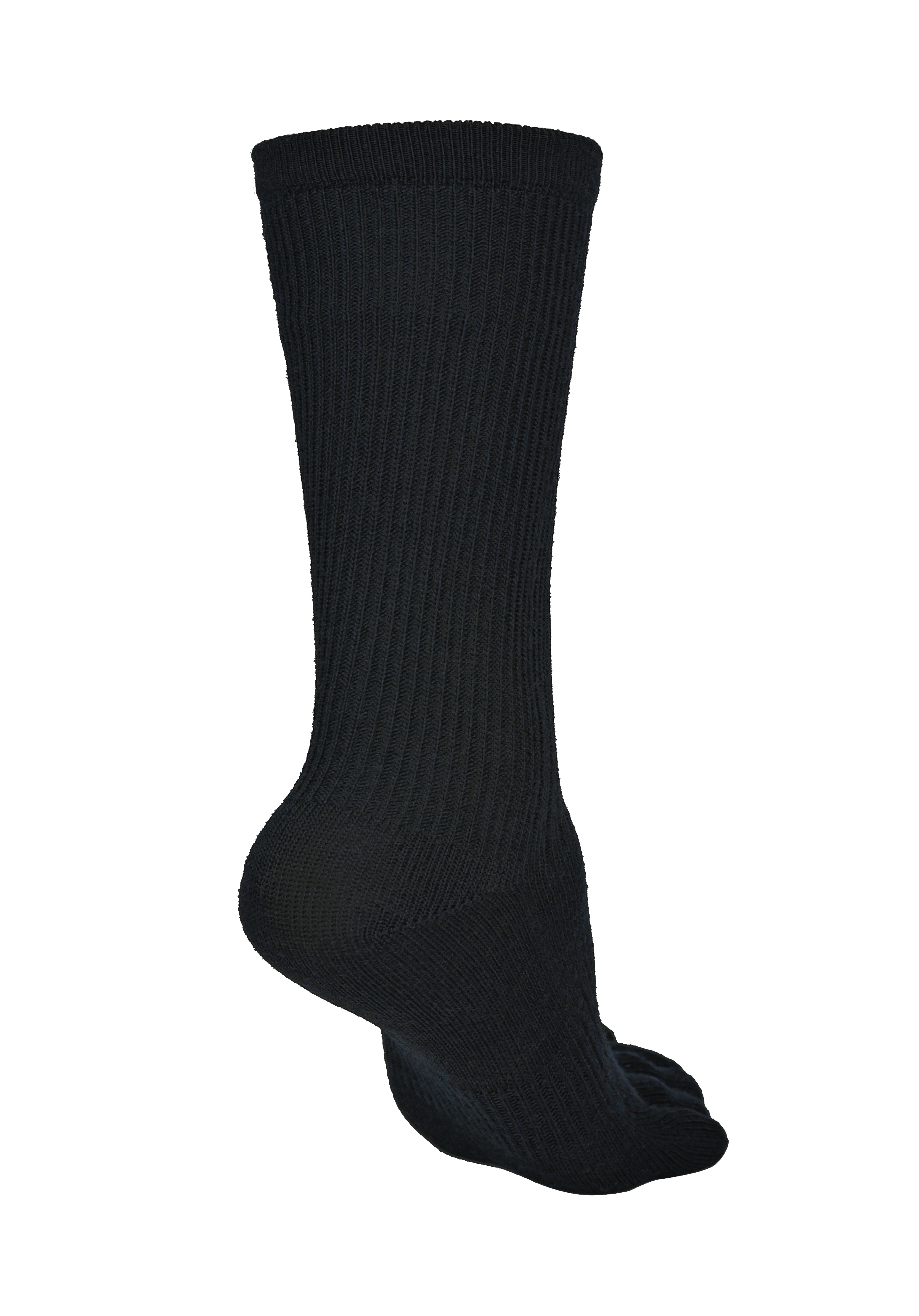 BRUGES Merino Yünlü Mantar ve Koku Önler Parmaklı Çorap 1 Çift Paket Siyah