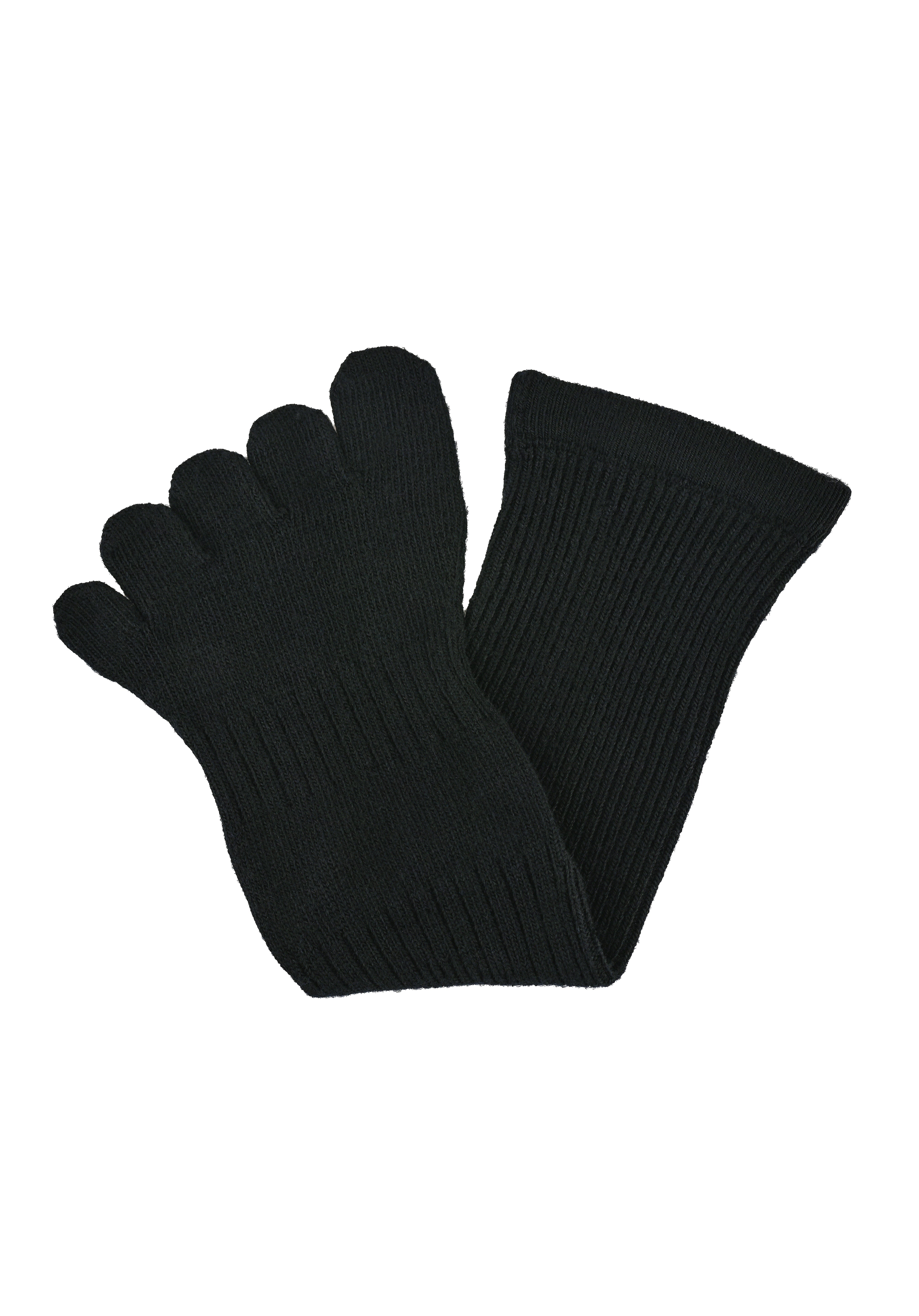 BRUGES Merino Yünlü Mantar ve Koku Önler Parmaklı Çorap 1 Çift Paket Siyah