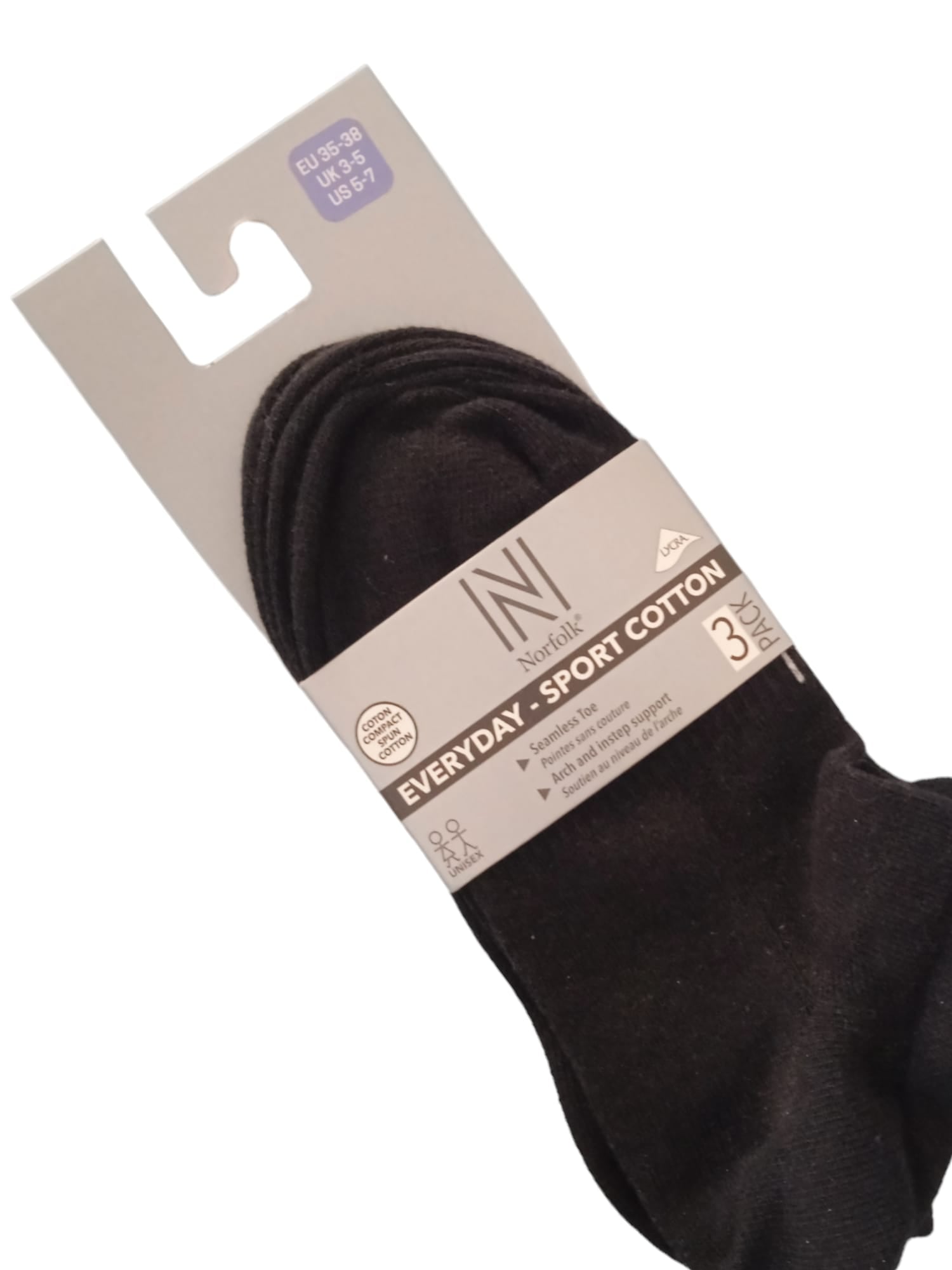 Fresh Premium Siyah Pamuklu Günlük Spor Çorap 3'lü Paket