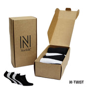 Fresh N-Twist Premium Bambu ve Pamuklu Günlük Spor Çorap Siyah/Beyaz 5 Çift - Kraft Kutu