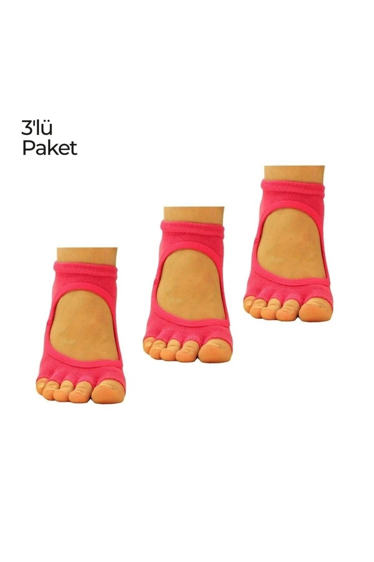 Shakira Yoga ve Pilates Çorabı Fuşya 3'lü Paket