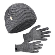 Winter Set %70 Merino Yünü Termal Bere ve Eldiven 2'li Kış Seti - Gri