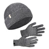 Winter Set %70 Merino Yünü Termal Bere ve Eldiven 2'li Kış Seti - Gri