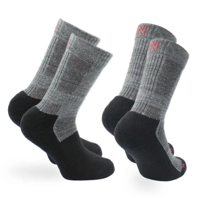 LEONARDO Kids Merino Yünü Outdoor Yürüyüş Çocuk Çorabı 2'li Paket Gri