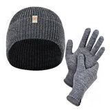 Winter Set %70 Merino Yünü Termal Bere ve Eldiven 2'li Kış Seti - Gri