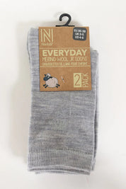 Helsinki İnce Örgü Merinos Yünü Günlük Çocuk Çorabı 2'li Paket Gri