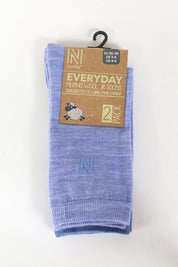 Helsinki İnce Örgü Merinos Yünü Günlük Çocuk Çorabı 2'li Paket Mavi
