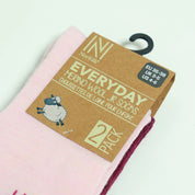 Helsinki İnce Örgü Merinos Yünü Günlük Çocuk Çorabı 2'li Paket Pembe