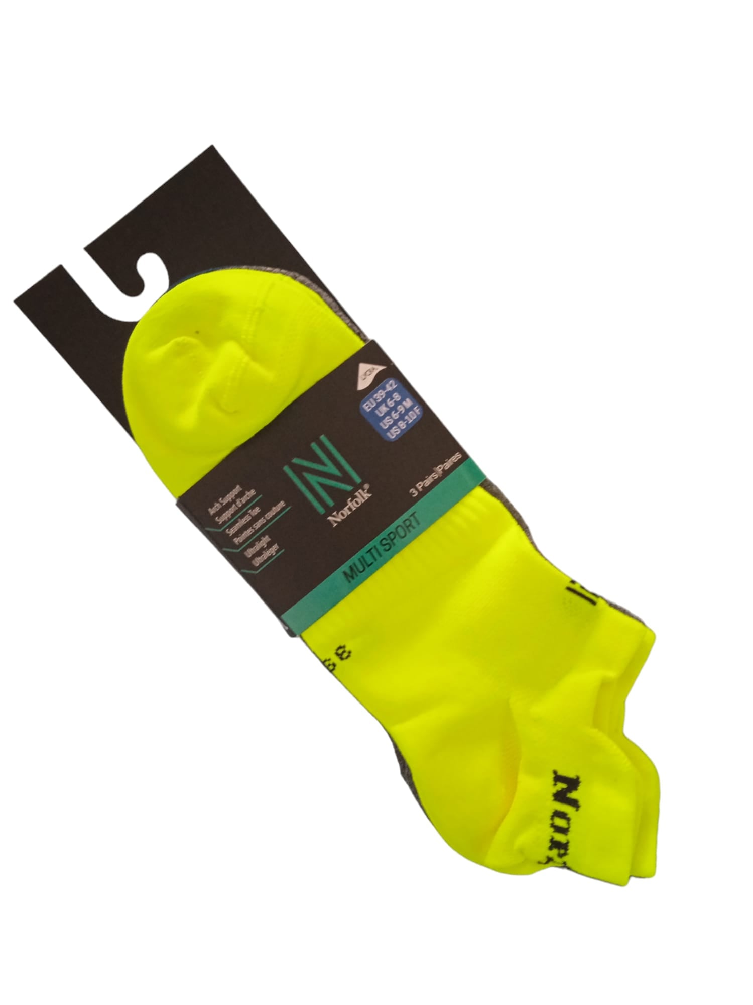 IZZY Multi-Sport Ultra Hafif Düşük Kesim Çorap 3'lü Paket Sarı/Gri/Lacivert