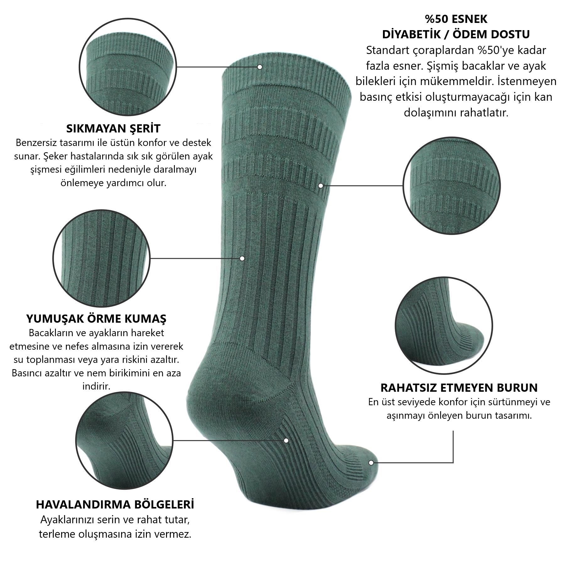 JOSEPH Comfort Fit Tenderhold Pamuklu Diyabet Çorabı 2'li Paket Ateş Kırmızı