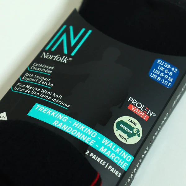 LEONARDO Merino Yünü Outdoor Yürüyüş Çorabı 2'li Paket Siyah