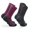 Leonardo Kids Merino Yünü Outdoor Yürüyüş Çocuk Çorabı 2'li Paket - Siyah/Magenta