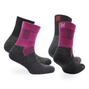 Leonardo QTR Merinos Yünü Yastıklamalı Bisiklet/Yürüyüş Çorabı 2'li Paket Siyah/Magenta