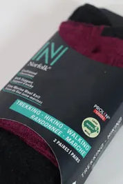 Leonardo QTR Merinos Yünü Yastıklamalı Bisiklet/Yürüyüş Çorabı 2'li Paket Siyah/Magenta