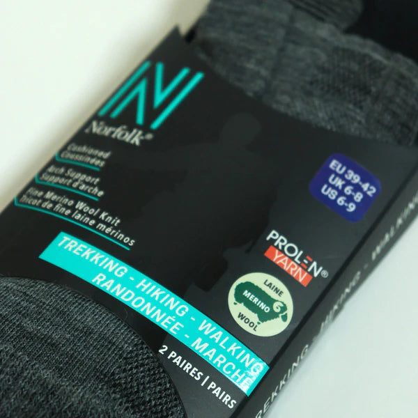 Leonardo QTR Merinos Yünü Yastıklamalı Bisiklet/Yürüyüş Çorabı 2'li Paket Gri