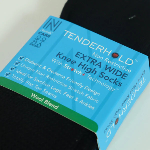 Morgan Stretch+ Teknolojisine Sahip Yün - Ekstra Geniş Diz Altı Ödem Çorabı Siyah