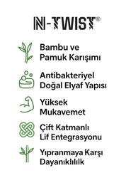 RETRO N-TWIST Bambu ve Pamuklu Günlük Çorap Beyaz 4 Çift - Kraft Kutu