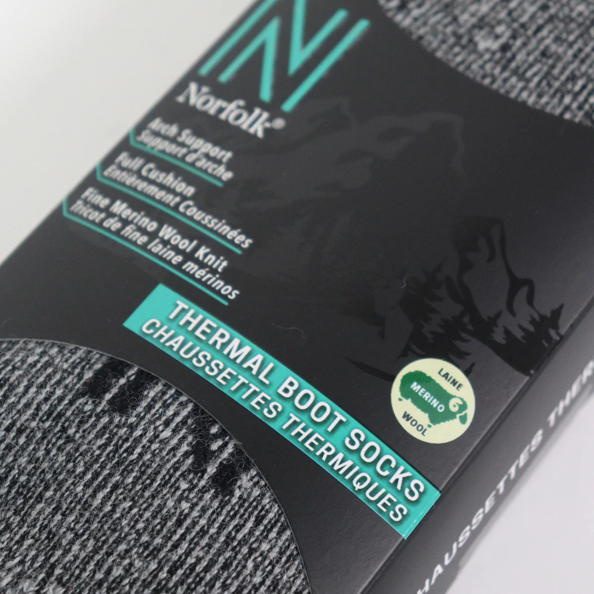 Nordique Merinos Yünü Tam Yastıklamalı Termal Outdoor Çorabı Gri