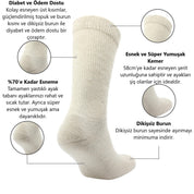 PETER Yün Stretch+ Teknolojisine Sahip Tam Yastıklı Ekstra Genişleyen Çorap 2 Çift Paket Siyah