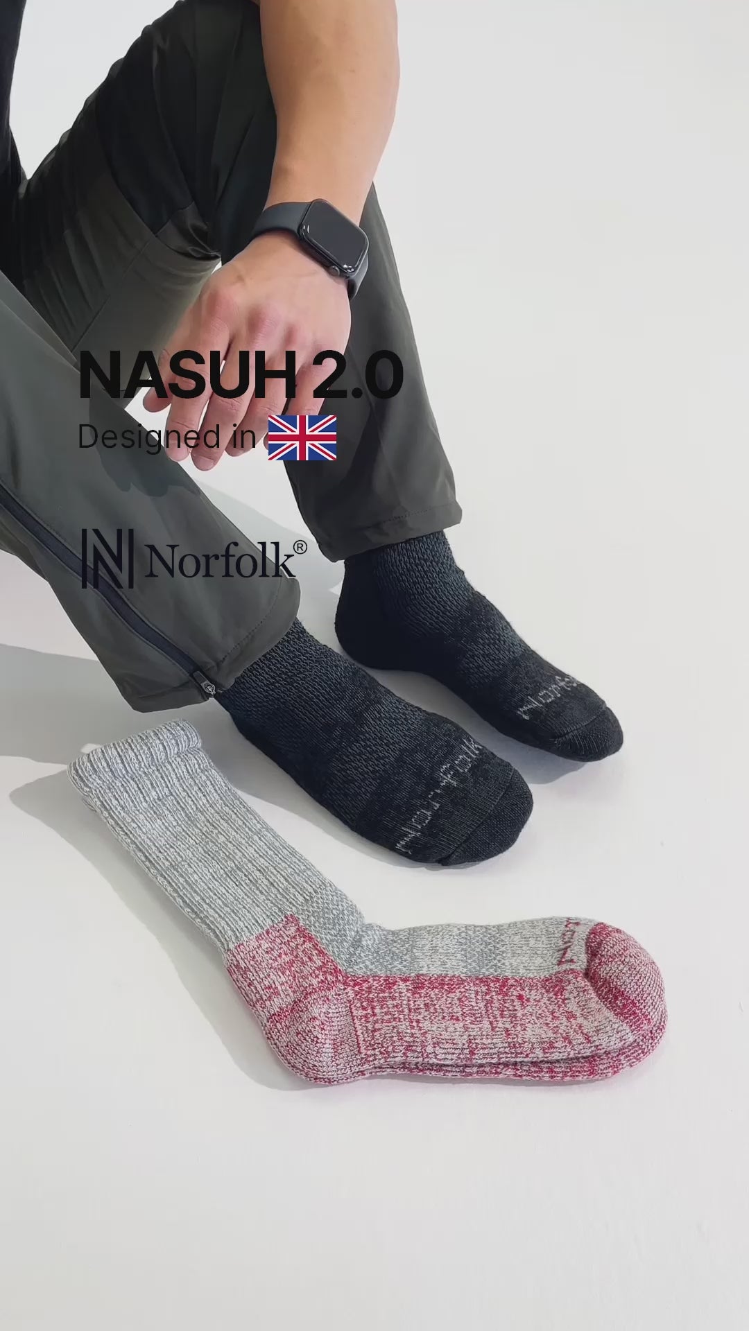 NASUH 2.0 — Kalın -Tam Yastıklamalı - Zorlu Doğa ve Ekstrem Soğuk Hava İçin Outdoor Termal Yürüyüş Çorabı Kırmızı