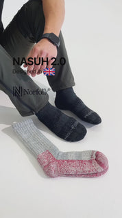 NASUH 2.0 — Kalın -Tam Yastıklamalı - Zorlu Doğa ve Ekstrem Soğuk Hava İçin Outdoor Termal Yürüyüş Çorabı Kırmızı