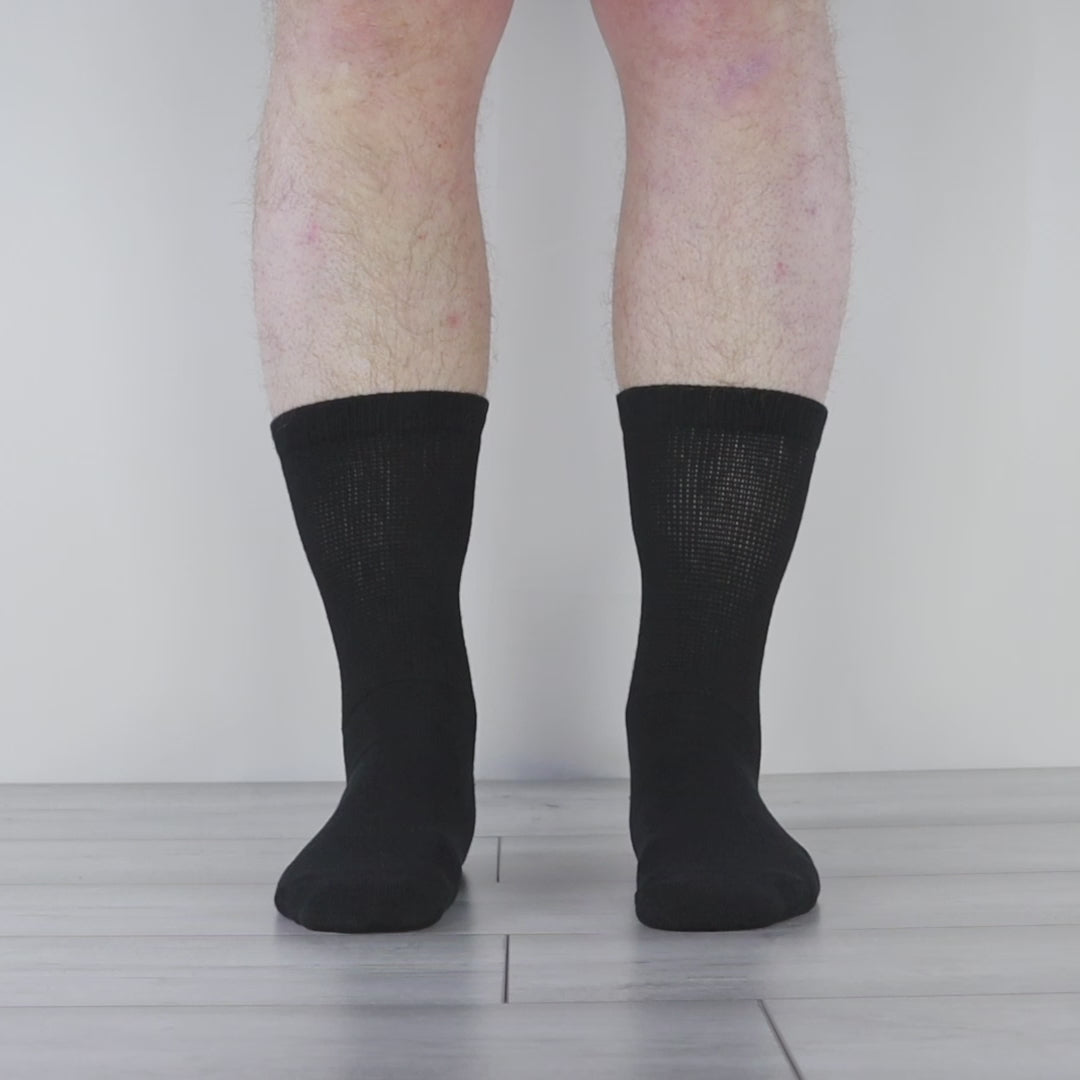 RIO Grip Yastıklı Ekstra Geniş Kaydırmaz Silikon Tabanlı Pamuklu Sağlık Çorabı 2'li Paket Siyah