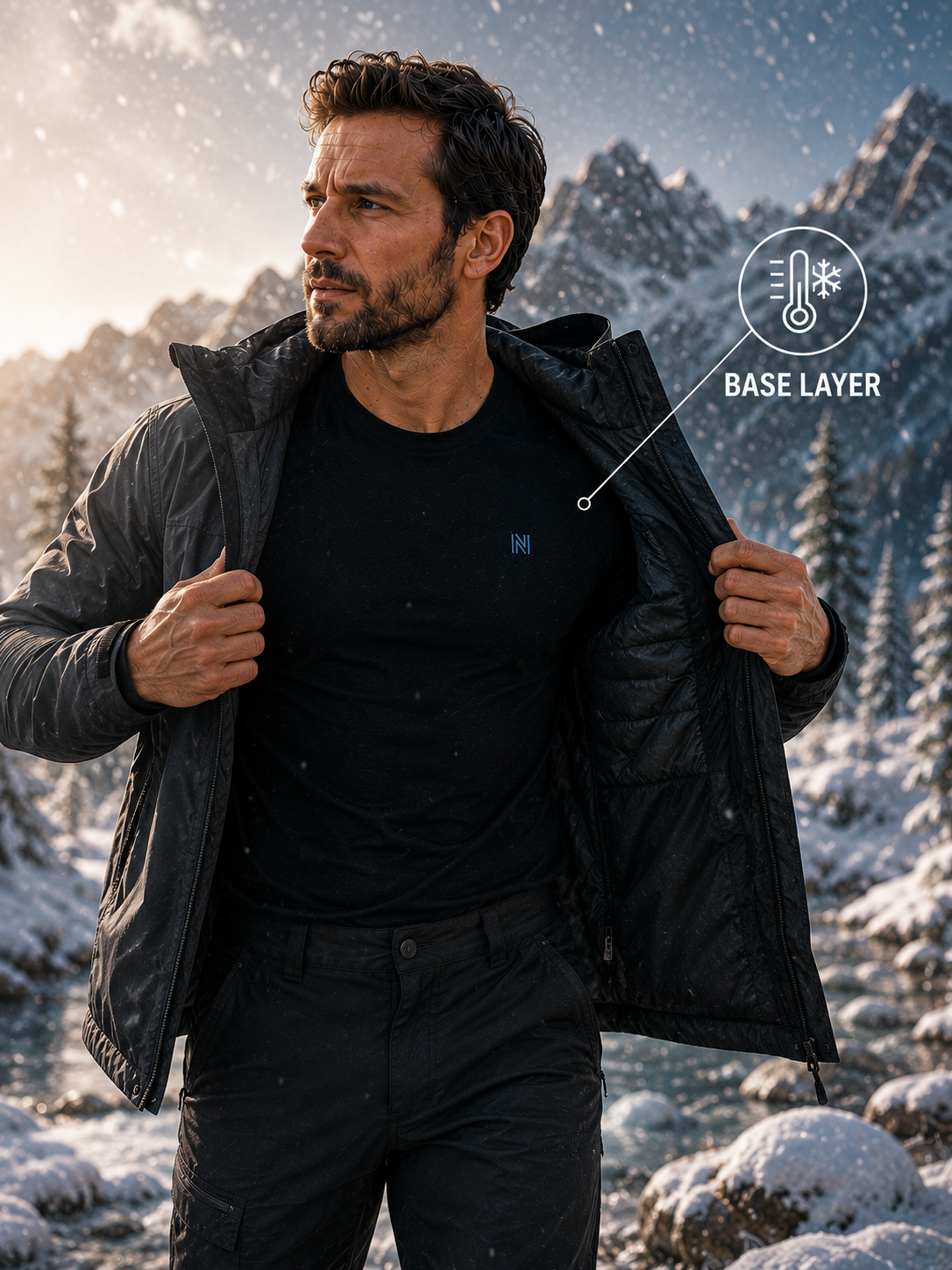RAGNAR Organik Non-Mulesed %100 Merino Yünü T-Shirt - Siyah