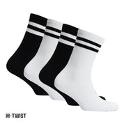 RETRO N-TWIST Bambu ve Pamuklu Günlük Çorap Siyah/Beyaz 4 Çift - Kraft Kutu