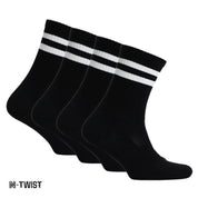 RETRO N-TWIST Bambu ve Pamuklu Günlük Çorap Siyah 4 Çift - Kraft Kutu