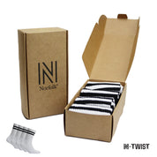 RETRO N-TWIST Bambu ve Pamuklu Günlük Çorap Beyaz 4 Çift - Kraft Kutu