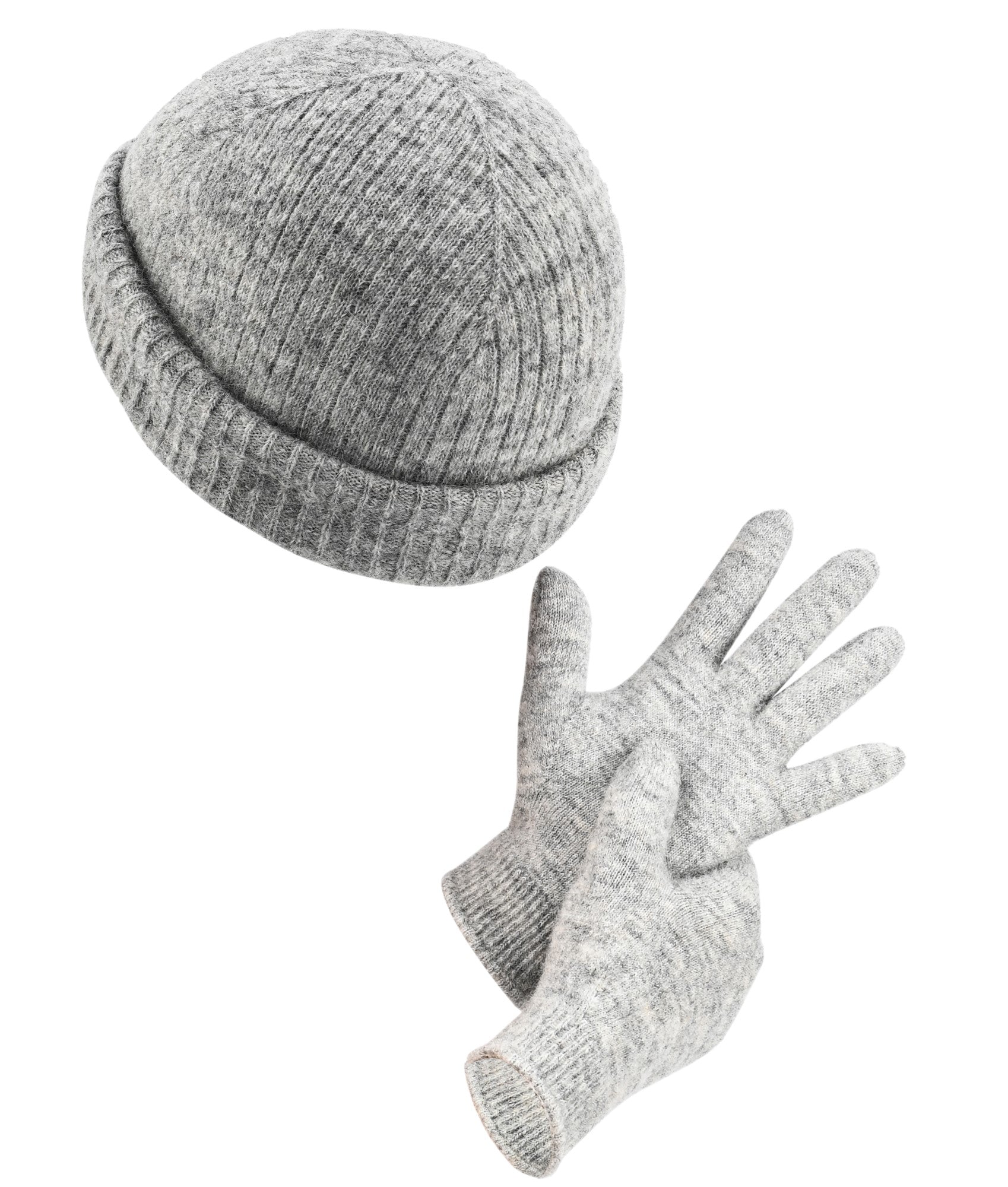 DAPHNE Alpaka Yün Bere ve Eldiven Seti (Gri)