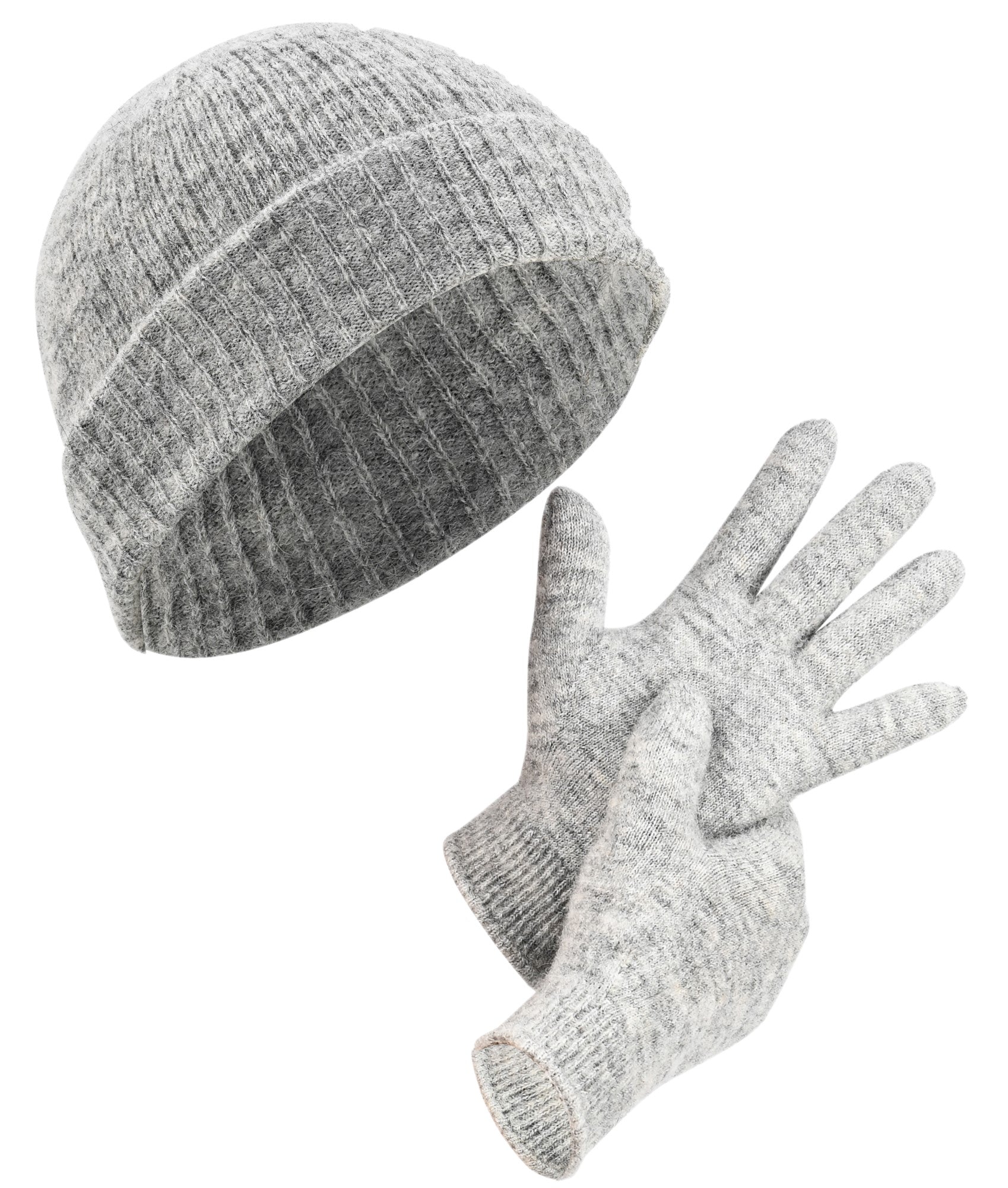 DAPHNE Alpaka Yün Bere ve Eldiven Seti (Gri)
