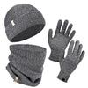 Winter Set %70 Merino Yünü Termal Bere Boyunluk ve Eldiven 3'lü Kış Seti - Gri