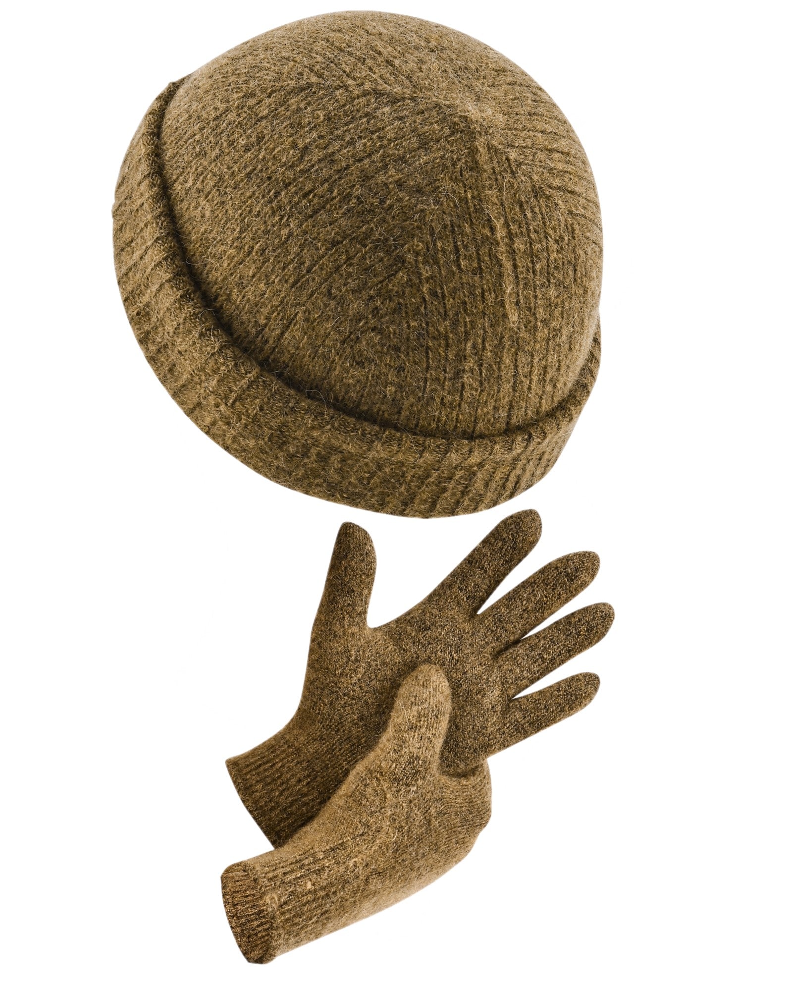 DAPHNE Alpaka Yün Bere ve Eldiven Seti (Kahverengi)