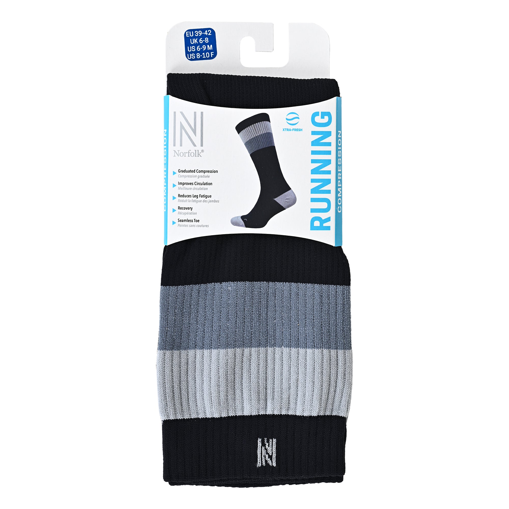 SEVILLA Gelişmiş Nem Kontrollü Compression Profesyonel Koşu Çorabı - Siyah/Gri