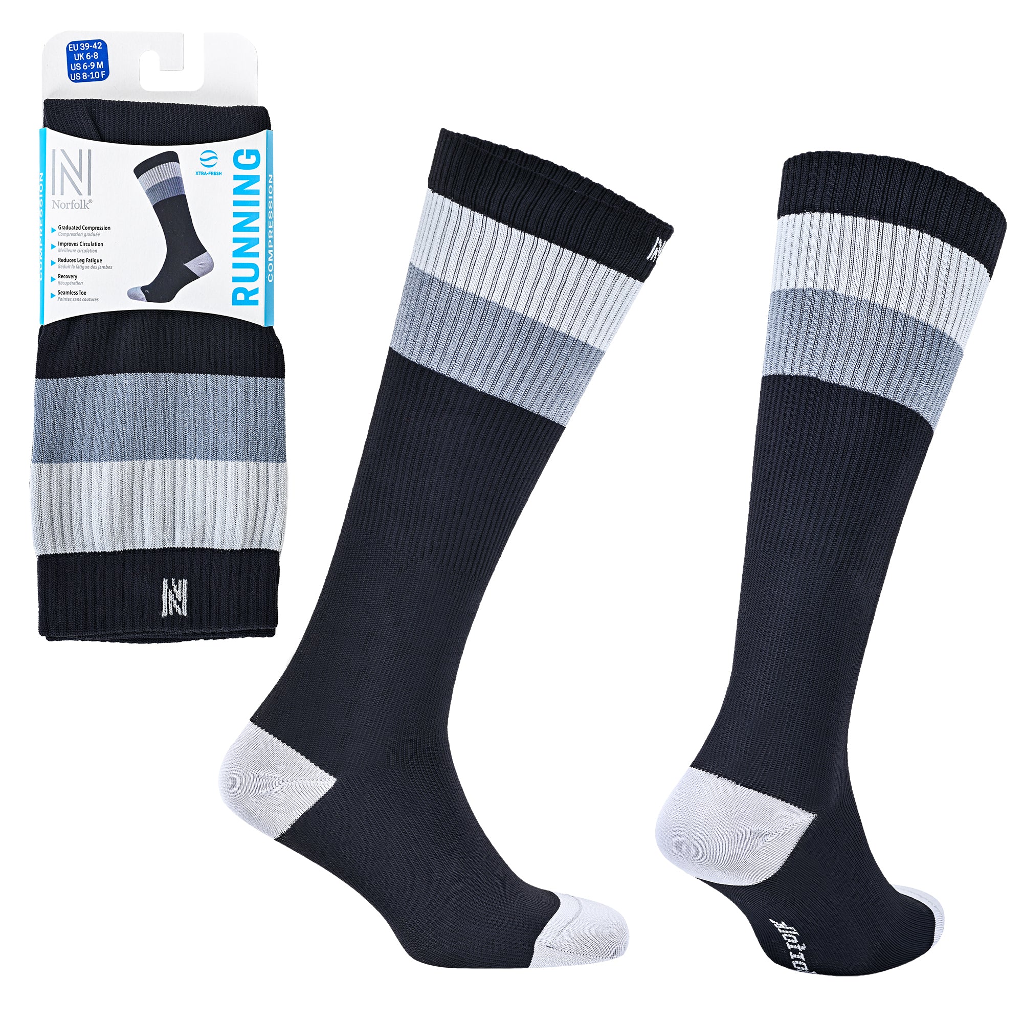 SEVILLA Gelişmiş Nem Kontrollü Light Compression Profesyonel Koşu Çorabı - Siyah/Gri