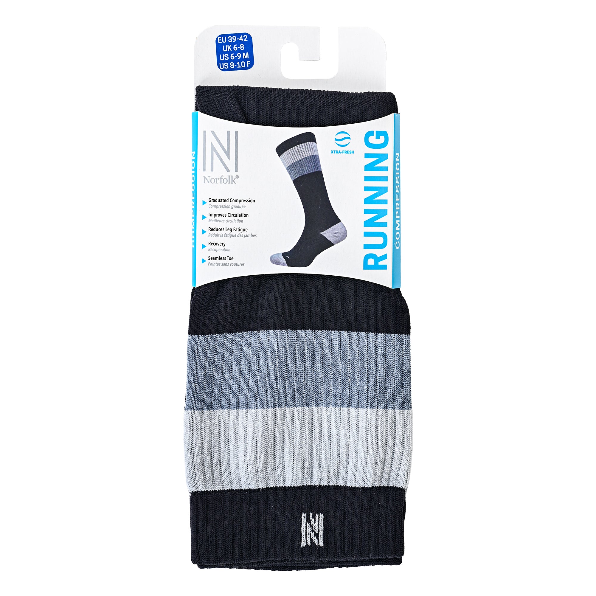 SEVILLA Gelişmiş Nem Kontrollü Light Compression Profesyonel Koşu Çorabı - Siyah/Gri